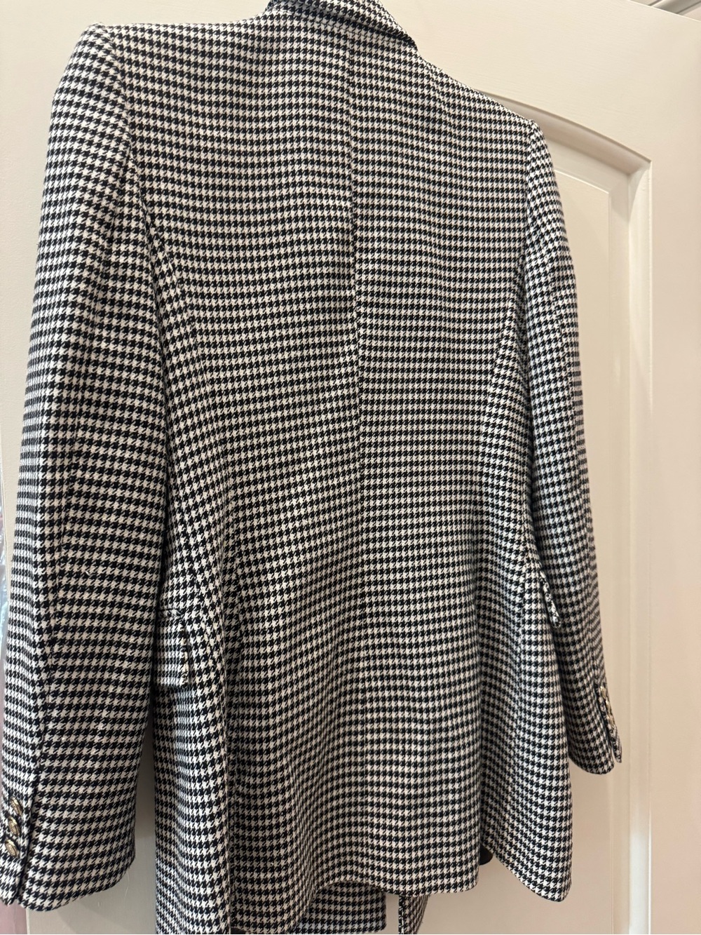 Zara Black & White Houndstooth Double-Breasted Blazer size XS - Picture 3 of 4